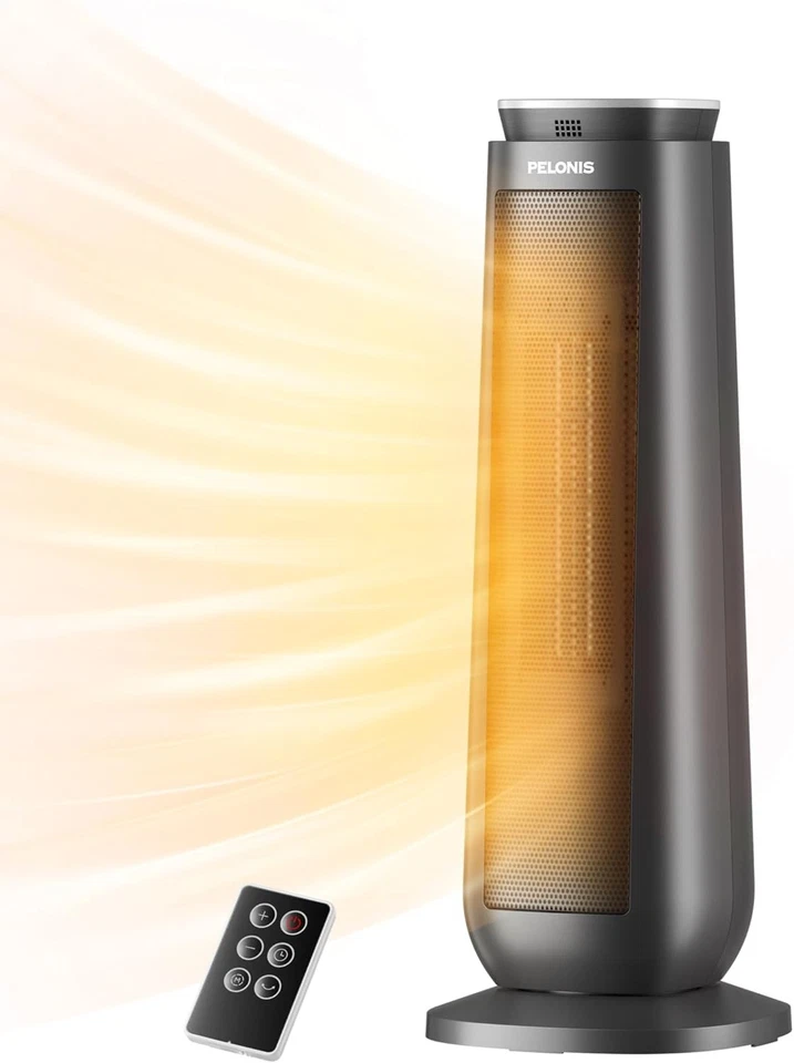 PELONIS PTH15A4BGB Ceramic Tower 1500W Indoor Space Heater with Oscillation ...