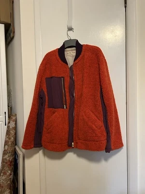 Free People We The Free Rivington Sherpa Jacket Orange Purple Zip Up Sz Medium - Image 1 of 4