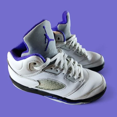 Nike Air Jordan 5 Niños Niños Talla 2Y Blanco Púrpura Tenis de Baloncesto 440889-141 Foto 1 de 4