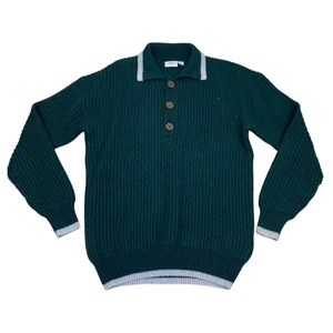 Vintage LOOKS By WOLFGANG JOOP 90s Y2K Wool Jumper M Button Neck Sweater Men - Picture 1 of 9