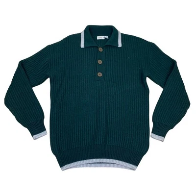 Vintage LOOKS By WOLFGANG JOOP 90s Y2K Wool Jumper M Button Neck Sweater Men - Image 1 of 4