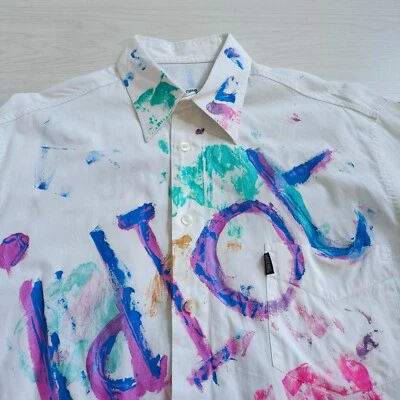 MOSCHINO SHIRT Size MED - Customised by PAUL McNEIL - PAINT & PRINT - STUNNING ! - Image 1 of 4