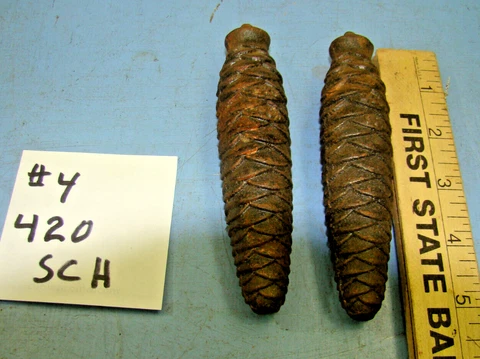 2 CAST IRON CUCKOO CLOCK WEIGHT 420 SCH GRAMS PINE-CONE CLOCK PARTS 5” (4) Cover