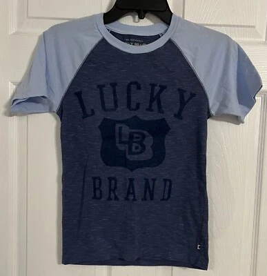 Lucky Brand Boys Tshirt Blue With Logo Short Sleeve Size Small - Image 1 of 4