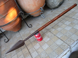 Vintage Handmade Steel Hunting Spear Harpoon Nice Wood Handle Unknown Origin