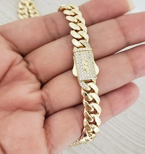 Men 14K Gold Plated Cuban Curb Link Chain Necklace 24" - Picture 1 of 1