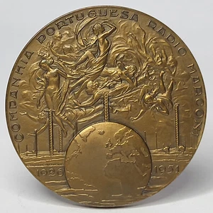 ART/ Allegory/ Nude Woman/ GUGLIELMO MARCONI Bronze Medal by João da Silva 1951 - Picture 1 of 10