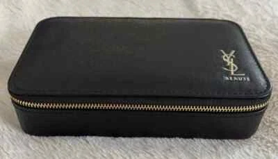 YSL Beauty Black Faux Leather Makeup Cosmetic Case Bag Box with Mirror - Image 1 of 4