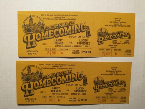 2 LARRY HOLMES vs LUCIEN RODRIGUEZ Homecoming Boxing Ticket 1983 Scranton PA #1 Cover