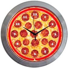 Pizza Restaurant Neon Clock 15"x15"