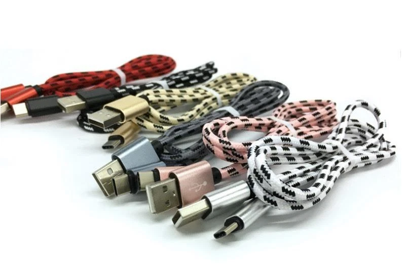 LOTE 2 6FT Cuerda Trenzada USB Tipo C Sincronización de Datos Cable Cargador LG G6 S8 PLUS S21 PLUS Foto 1 de 4