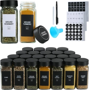 48 Glass Spice Jars with Labels,Spice Jar Set,4oz Seasoning Containers,Spice Con - Picture 1 of 9