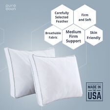 Gusseted Quilt Bed Pillows 2 Packs Natural Goose Down Feather Pillow Made In Usa