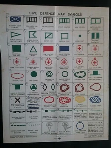 CIVIL DEFENCE MAP SYMBOLS  MARCH 1962, COLD WAR, HISTORY, NUCLEAR *Reproduction* - Picture 1 of 5