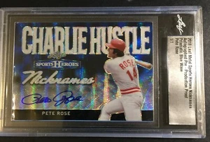 2018 PETE ROSE LEAF METAL NICKNAMES AUTO PROOF PRISMATIC BLUE WAVE 1/1 - Picture 1 of 2