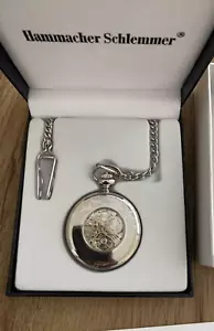 Vintage Hammacher Shlemmer Sterling Silver Classic Pocket Watch w/2 windows NIB - Picture 1 of 9