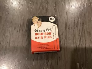 Vintage 1956 Gayla Hold Bob Hair Pins Box With Bronze Hair Pins Gaylord Products - Picture 1 of 7