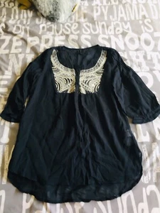 ❤️Vero Moda Black Blouse, With Lace Insert, Size S. 10. - Picture 1 of 3