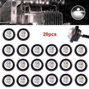 20X 3/4" 12V Marker Lights LED Truck Trailer Round Side Bullet Light White US - Picture 1 of 6