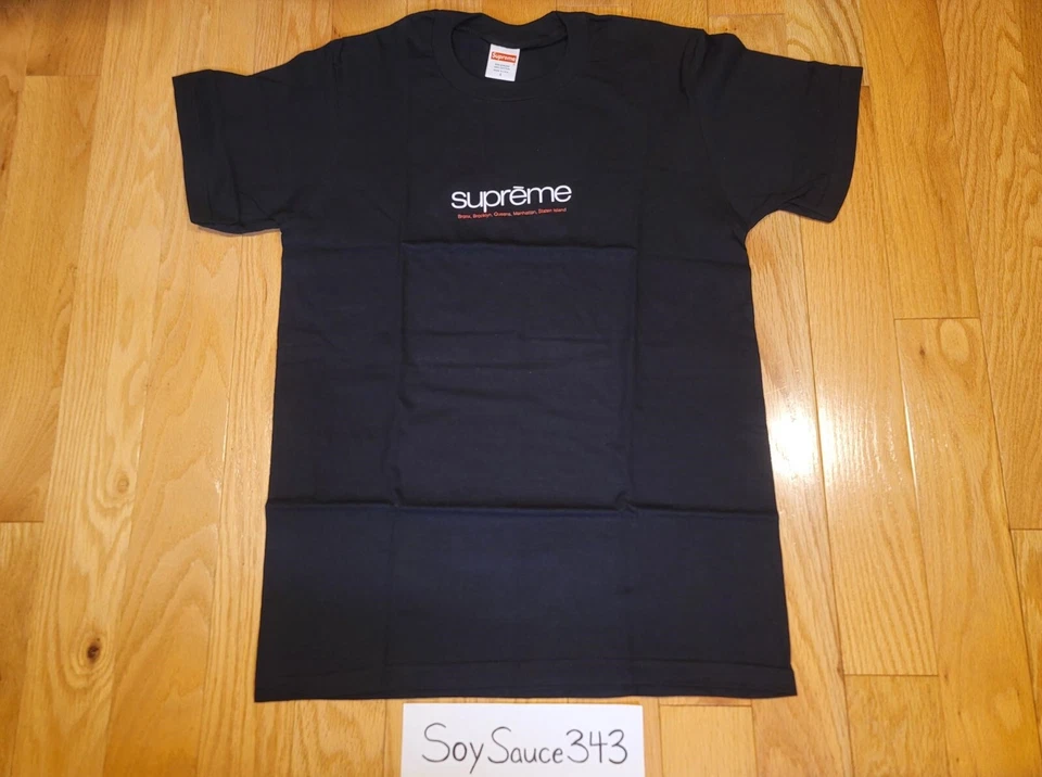 SUPREME FIVE BOROUGHS DNU LOGO TEE SHIRT BLACK SIZE XL SS21