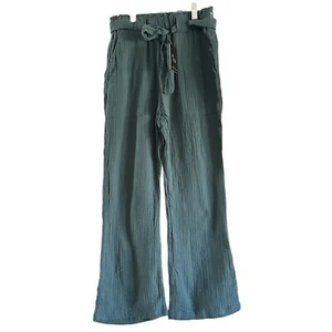 Sincerely Jules Gauze Belted Relaxed Pants, Women's Size S, Green NEW B20 - Picture 1 of 7