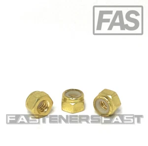 (25) 1/4-20 Brass Nylon Insert Lock Nuts Locking Hex Nuts 1/4-20 Solid Brass - Picture 1 of 4