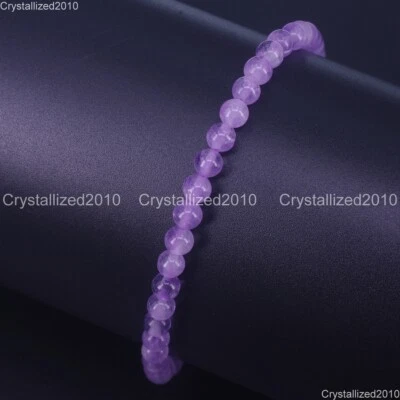 2 peças pulseira elástica feita à mão 4 mm contas redondas de pedra preciosa natural tamanho infantil 6" - Imagem 1 de 4