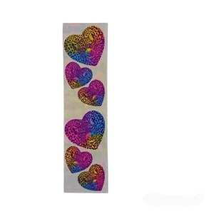 Vintage Lisa Frank Single Sticker Strip -Rainbow Cheetah Hearts Rare 80s Unused - Picture 1 of 8