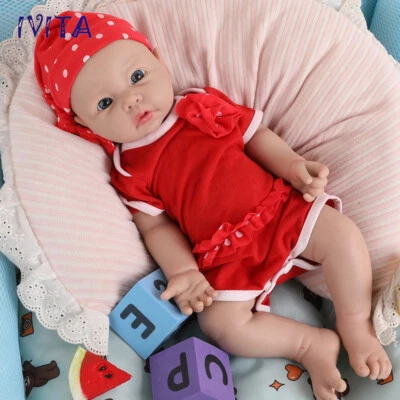 IVITA 17'' Soft Silicone Reborn Baby Doll Realistic Girl Fullbody Silicone Doll - Image 1 of 4