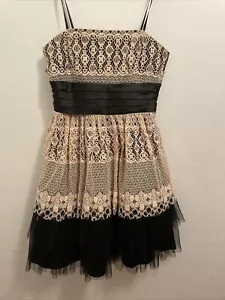 y2k delia’s Prom Homecoming Formal Black Tulle and Creme Lace Dress Size 0 - Picture 1 of 5
