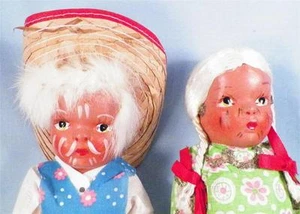 Vintage Man & Woman Composition Dolls Mexican Southwestern White Hair - Picture 1 of 7