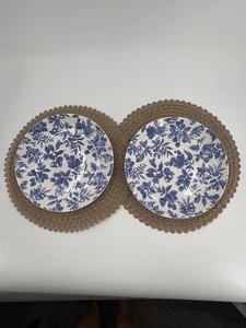 2 Century Steingut 11" Speiseteller Blueberry Hill Design blau weiß Vintage - Bild 1 von 10