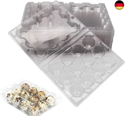 TONGYUNDACHENG 50 Stück Wachtelei-Schachteln, 12 Gitter Wachtelei-Kartons PVC-Eierhalter