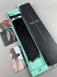 14” 1B Off Black Indi Natural Yaki Remi Straight Human Hair Weft Extensions - Bild 1 von 6
