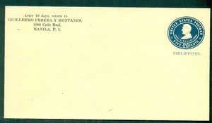 PHILIPPINES #U27, 5¢ blue on amber, entire, VF, Scott $125.00 - Picture 1 of 1