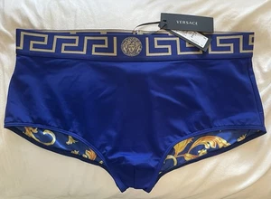 Traje de Baño Versace Azul Corte Brasileño Barroco-Auténtico-Hombre-Talla 8-Nuevo Con Etiquetas - Imagen 1 de 7
