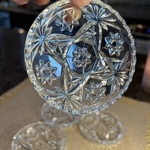 Vintage Glass Coasters, Anchor Hocking Star Design Brilliantly Cut 1980s - Picture 1 of 4