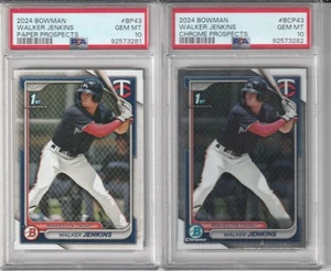 2024 Bowman Walker Jenkins Chrome Rookie BCP43 BP43 Card PSA 10 lot of 2 - Bild 1 von 2