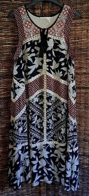 Vestido sin mangas Anthropologie Floreat midi para mujer 10 negro floral crochet bordado Foto 1 de 4