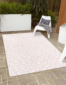 Outdoor Safari Collection Area Rug - Leopard (4' 1" x 6' 1" Rectangle, Pink I... - Picture 1 of 8
