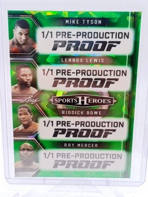 2025 Leaf Mike Tyson Lennox  Lewis Bowe Mercer Green Ice Prod Proof 1/1  - Image 1 of 2