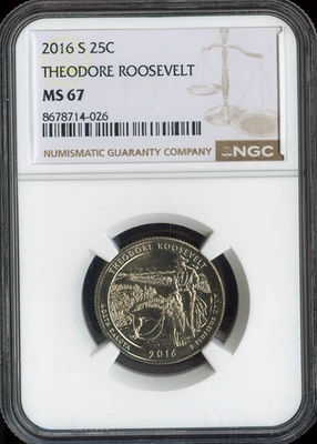 2016 S THEODORE ROOSEVELT QUARTER NGC MS67 SPOTLESS  . - Image 1 of 2