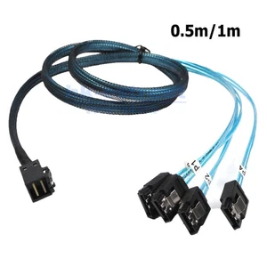 Internal HDD Mini SAS Cable SFF-8643 To 4 SATA Connect to Hard Drive 0.5 or 1M - Picture 1 of 10