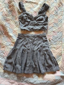 Girls Skirt And Crop Top. Summer. Blue Hornstooth. Elastic Back. XS - Picture 1 of 5