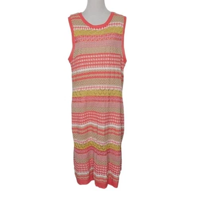 Cato Crochet Midi Dress Womens Size 18/20W Pink Beige Boho Sleeveless Lined - Image 1 of 4