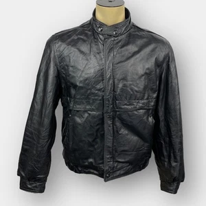 Sears Black Leather Thinsulate Bomber / Moto Jacket Size 42 Large - Picture 1 of 14