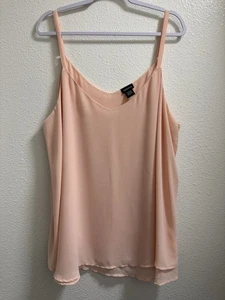 Torrid Sophie Chiffon Camisole Tank Top Double Layer Swing V-Neck Pink Womens 2X - Picture 1 of 8