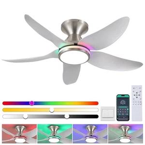 Ceiling Fans with Lights Remote/APP Control, 38" Low Profile Ceiling Fans wit... - Picture 1 of 9