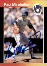 Paul Mirabella Signed Autographed 1989 Donruss card Milwaukee Brewers