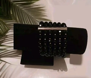 Unisex Black Crystal Bracelet Large  - Picture 1 of 8